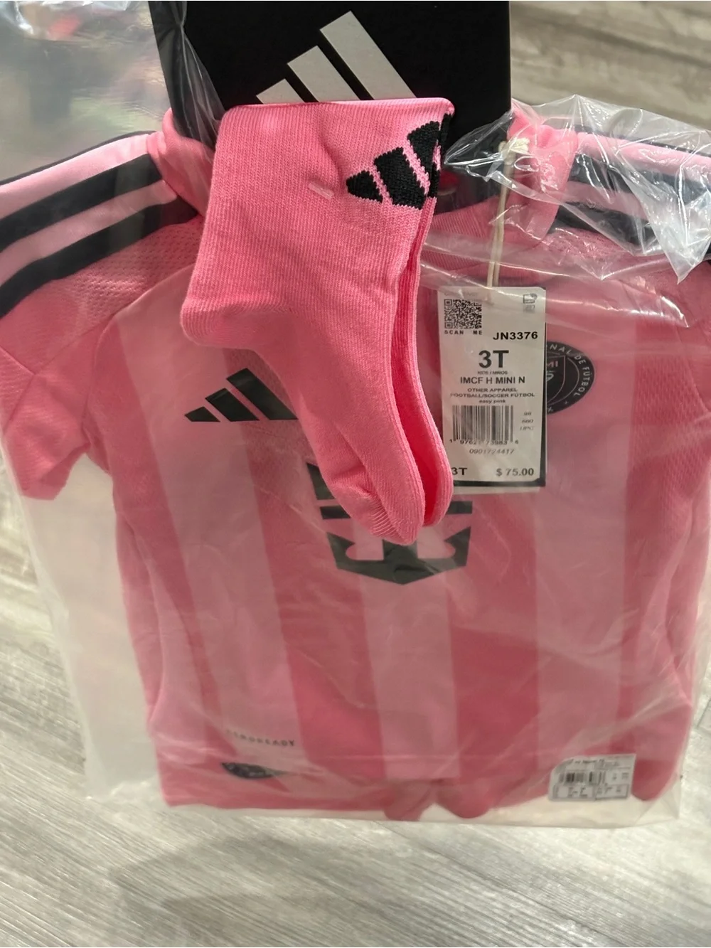 adidas Kids Pink and Black Inter Miami Messi 10 Home Soccer Jersey Set & Socks